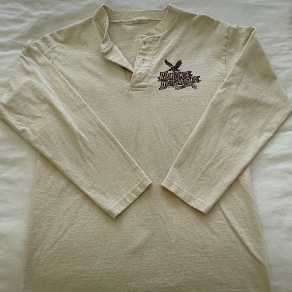 Vintage Harley Davidson Button Collar Long Sleeve